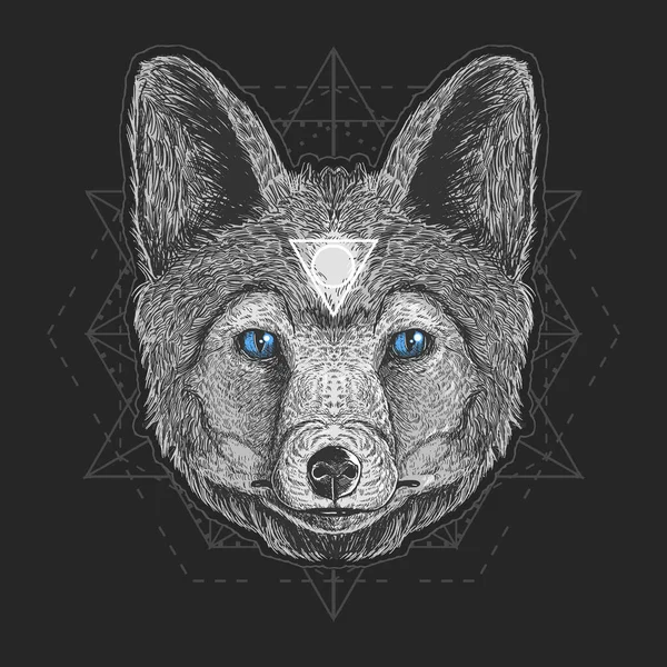 Wolfskopf Artwork Vektor — Stockvektor