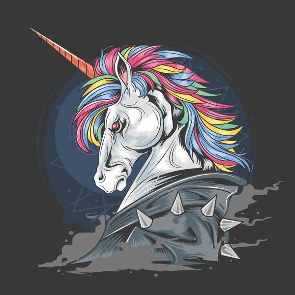 Unicorn Vektor Jaket Punk - Stok Vektor