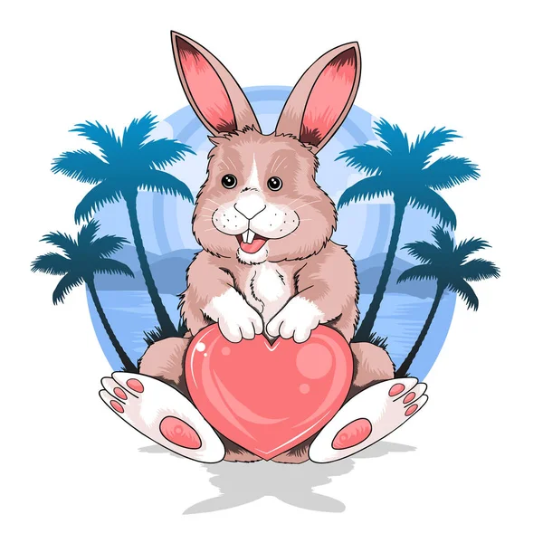Літній Кролик Тримає Любов Серце Вектор — стоковий вектор