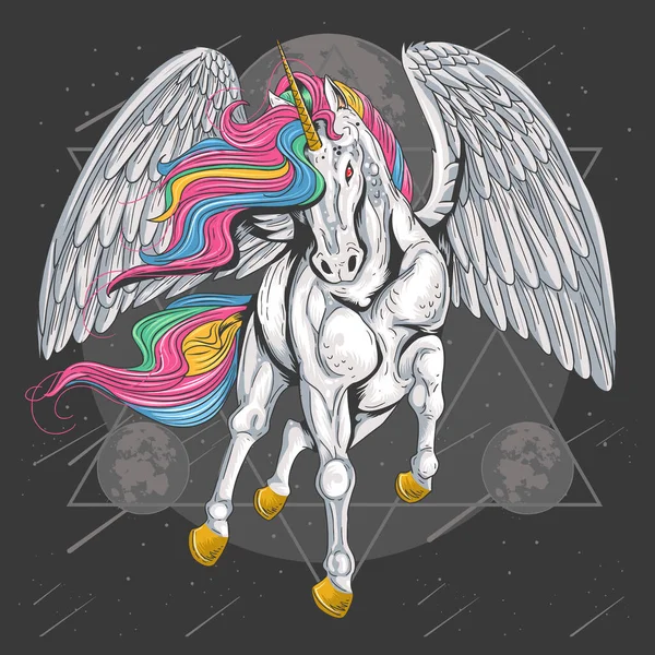 Unicorn Horse Wings Fly - Stok Vektor