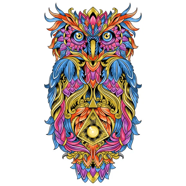 Owl Artwork Ornament Tribal Vector — Stockvector