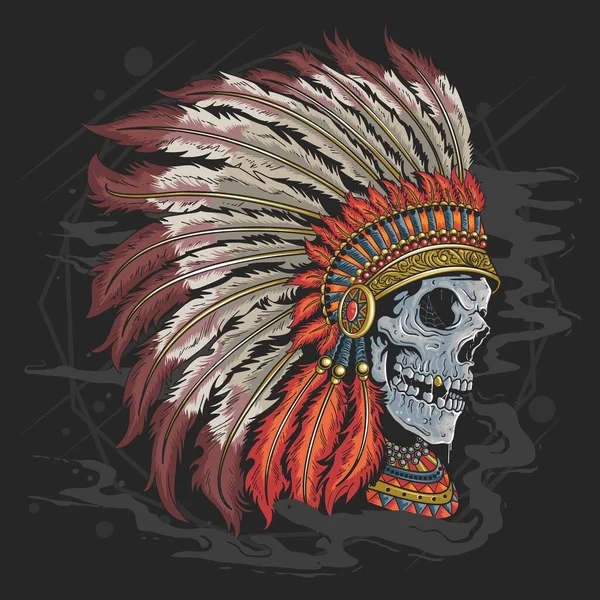 Skull Uses Indian Accessories — Stock Vector