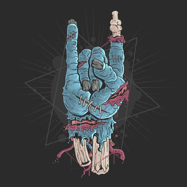 Zombi Mano Halloween Rocker Símbolo — Vector de stock