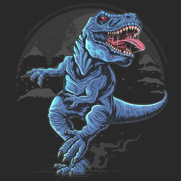 Dinosaurio Rex Corrió Con Una Cara Feroz Editable Capas — Vector de stock