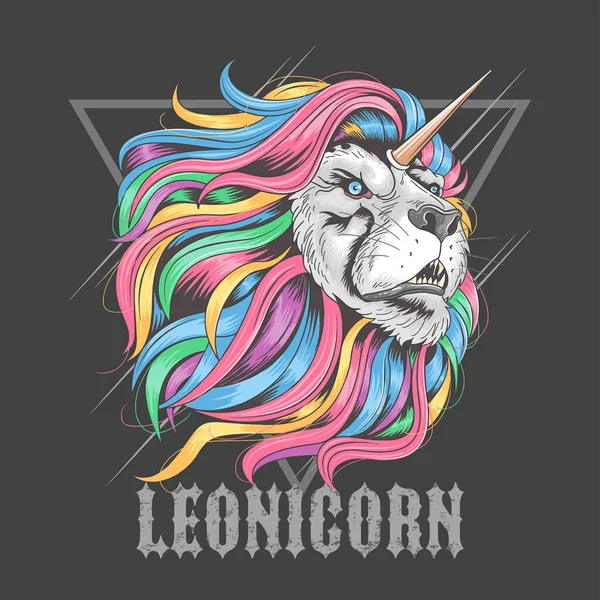 Unicorn Vektor Singa Penuh Warna - Stok Vektor