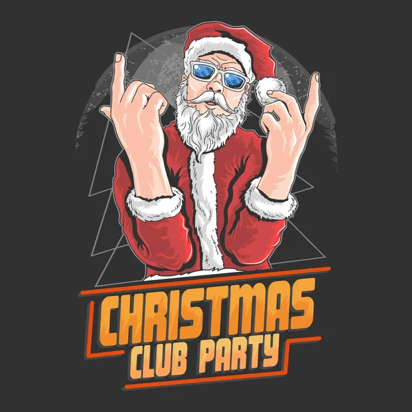 Santa Claus Lleva Gafas Oscuras Fiesta Navidad Editable Vector — Archivo Imágenes Vectoriales