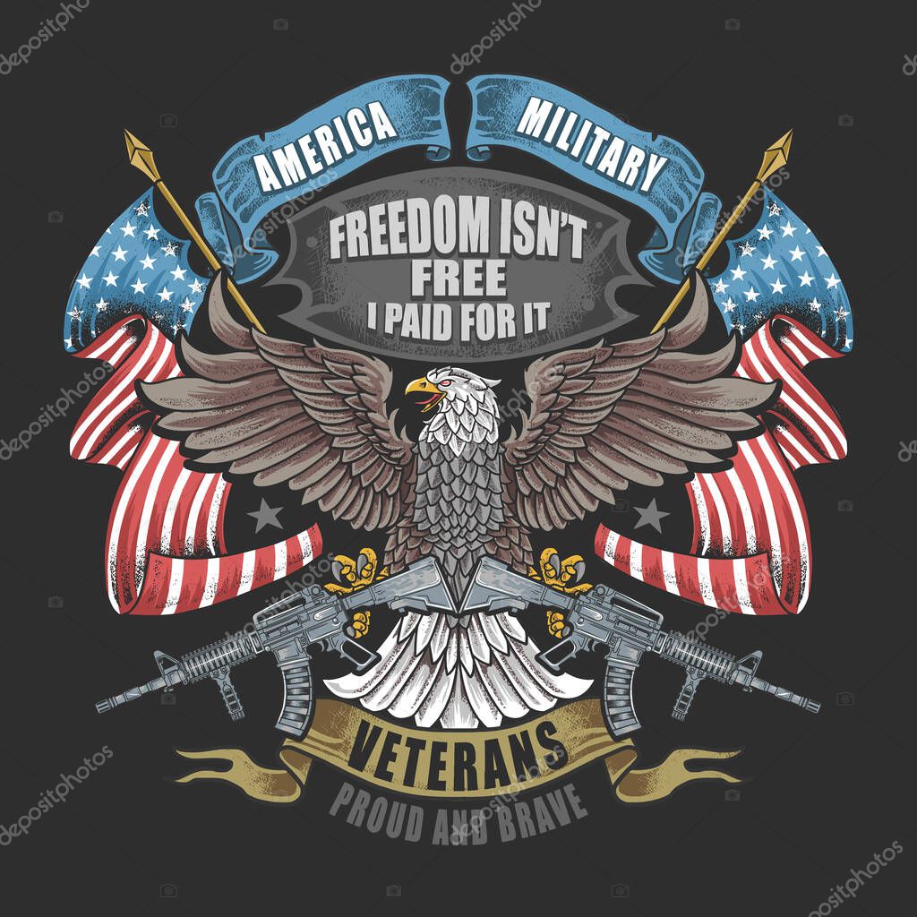 American eagle with machine gun, design for american day vector