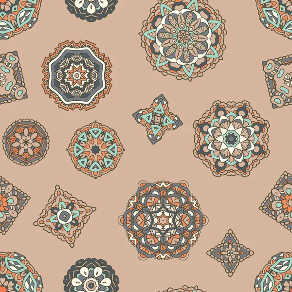 Vintage seamless pattern with Mandala ornament motif — Stock Vector