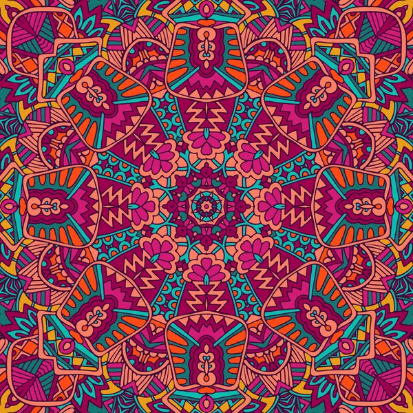 Kleurrijke Tribal Etnische Feestelijke Abstracte Bloemen Vector Patroon — Stockvector