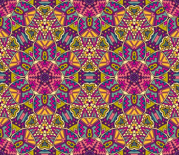 部族ヴィンテージ抽象幾何学的民族シームレスパターン装飾 — ストックベクタ