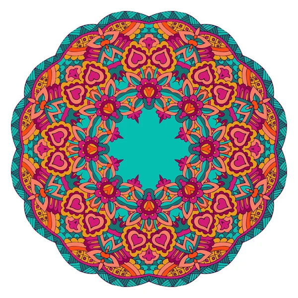 Mandala sem costura étnica redonda borda quadro floral — Vetor de Stock
