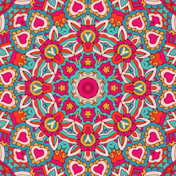 Diseño étnico indígena tribal sin fisuras. Patrón festivo mandala colorido — Vector de stock