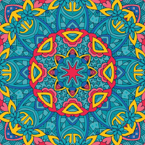 Colorido Tribal étnico festivo abstracto floral Vector patrón — Vector de stock