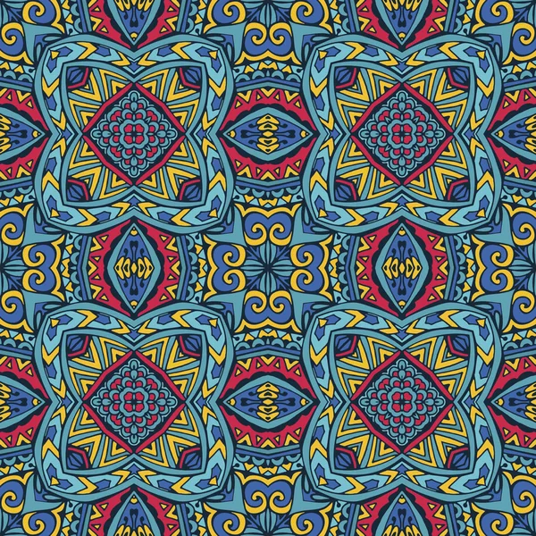 Rezumat colorat geometric etnic fără sudură model ornamental — Vector de stoc