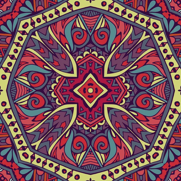 Stamm indischen ethnischen nahtlosen Design. festlich buntes Mandala-Muster — Stockvektor