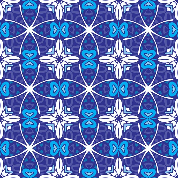 Latar belakang mosaik biru mulus geometris - Stok Vektor