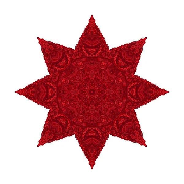 Stella rosso vettore modello simbolo di Natale con arabeschi ed elementi floreali . — Vettoriale Stock