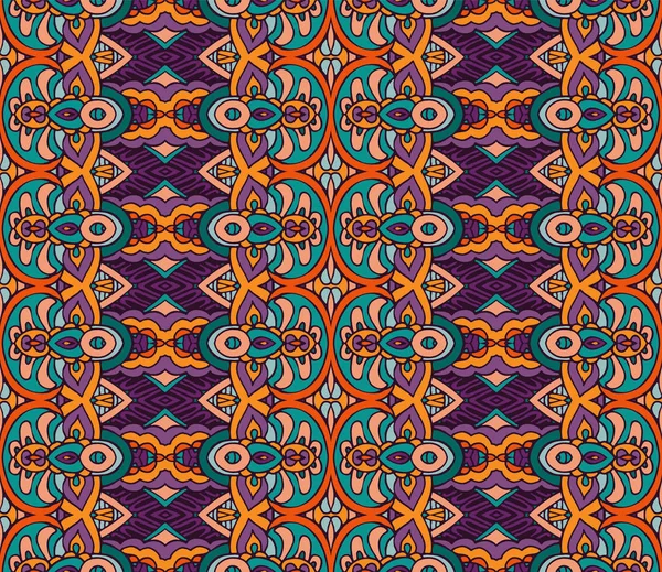 Полосатый племенной винтажный абстрактный геометрический этнический бесшовный орнаментальный рисунок — стоковый вектор