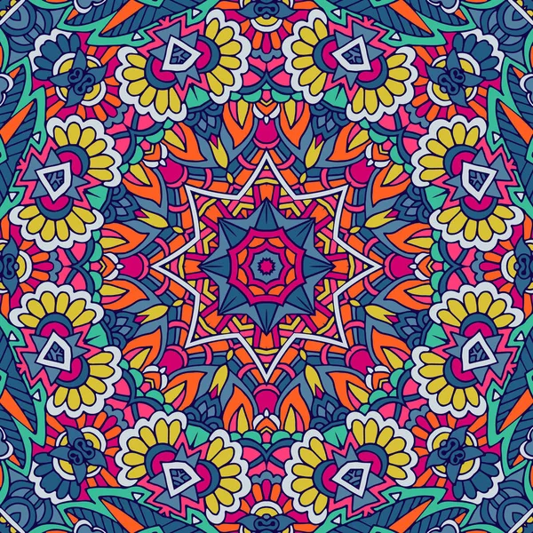 Diseño étnico indígena tribal sin fisuras. Patrón festivo mandala colorido — Archivo Imágenes Vectoriales