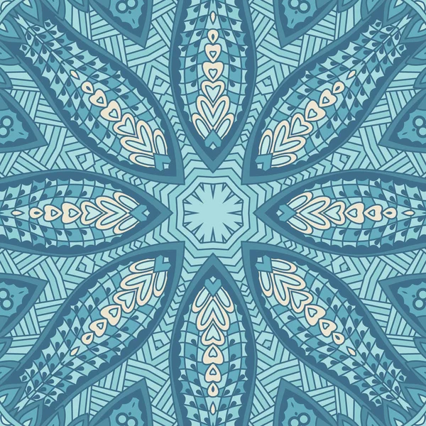 東洋の幾何学的なシームレス パターンで青い落書き表面デザイン — ストックベクタ