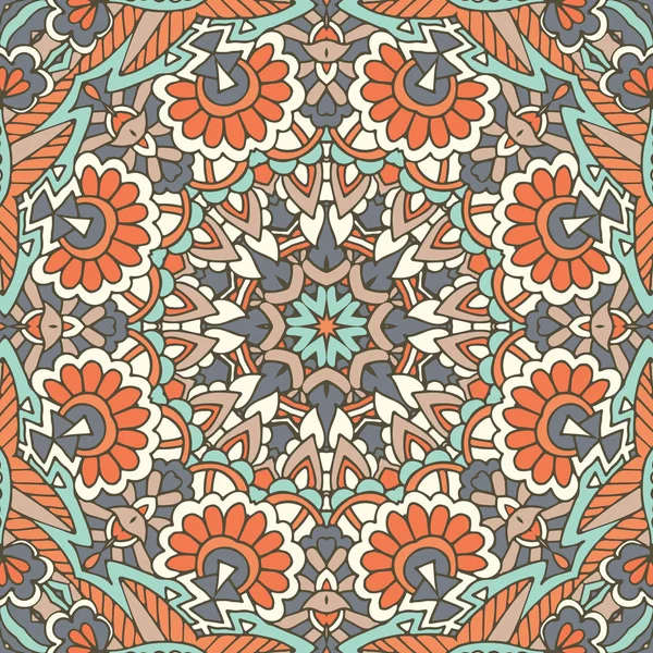 Kleurrijke Tribal Etnische Feestelijke Abstracte Bloemen Vector Patroon — Stockvector