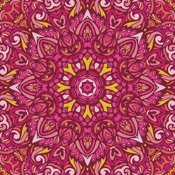 Tribal indiaanse bloem etnische naadloze ontwerp. Feestelijke roze mandala patroon ornament — Stockvector