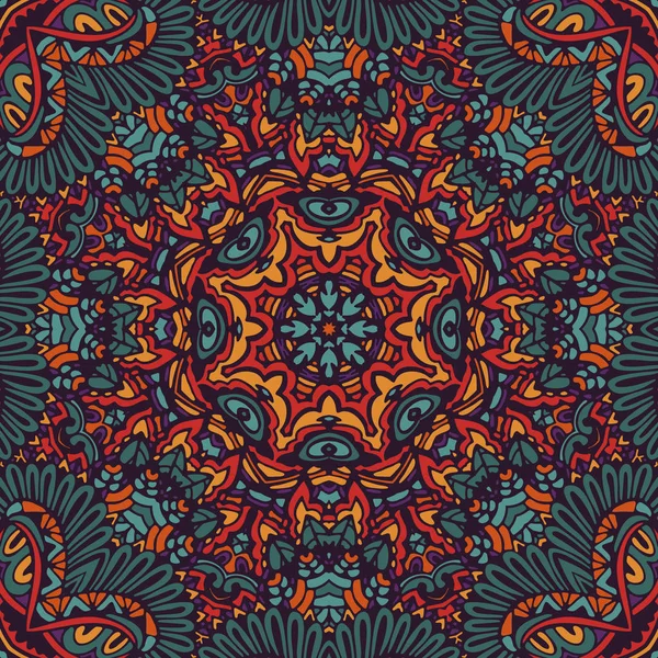 Diseño étnico indígena tribal sin fisuras. Patrón festivo mandala colorido — Archivo Imágenes Vectoriales