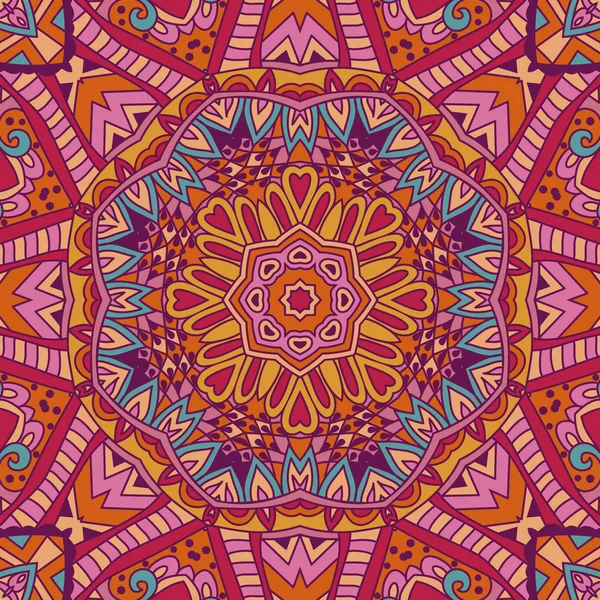 Colorido Tribal étnico festivo abstracto floral Vector patrón — Archivo Imágenes Vectoriales