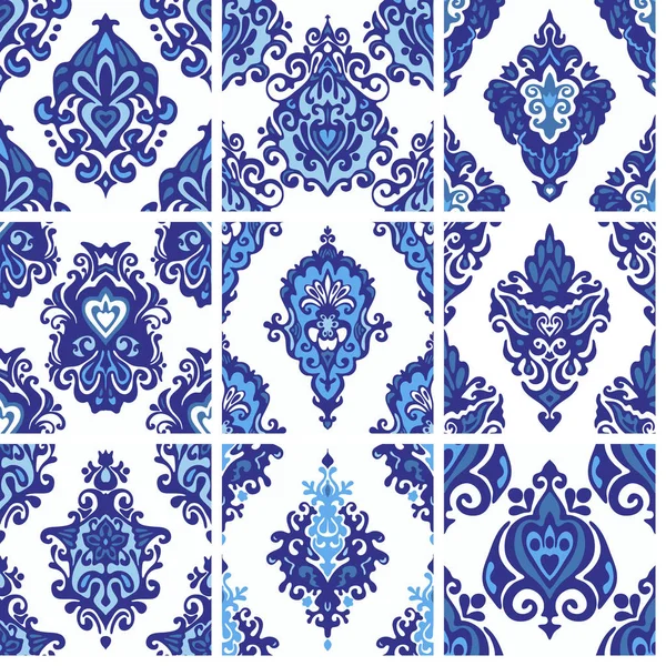 Seamless decorative patterns vector set retro geometric vinage collection — Stock Vector