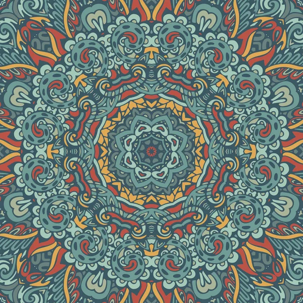 Mandala bloem ronde sieraad. Oosterse patroon met fantasie bloemen decoratieve elementen en paisley. — Stockvector