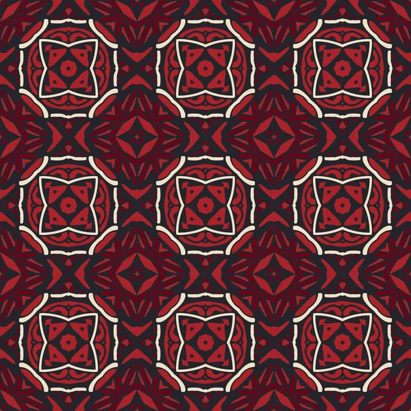 Döşenmiş kırmızı desen kumaş için. Soyut geometrik mozaik seamless modeli süs. — Stok Vektör