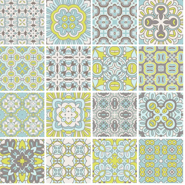 Seamless decorative patterns vector set retro geometric vinage collection — Stock Vector