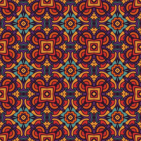 Motif ornemental de mandala médaillon vintage sans couture géométrique ethnique — Image vectorielle