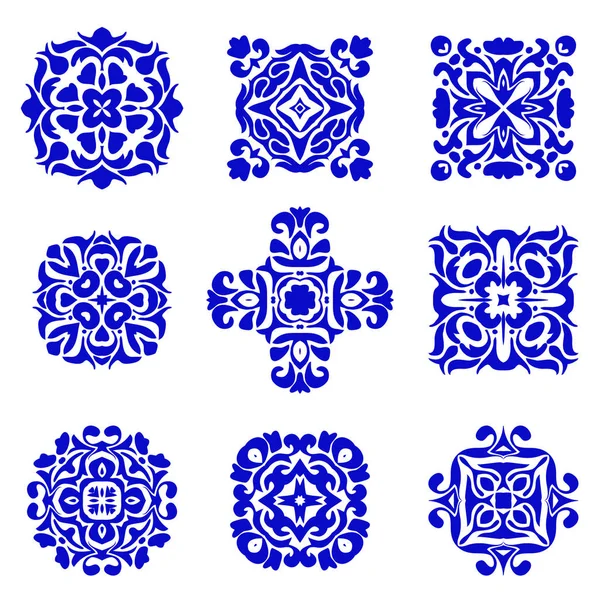 Ensemble de carreaux décoratifs classiques design azulejo boho vintage éléments de conception — Image vectorielle