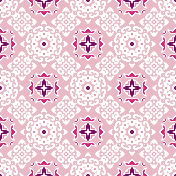 Bonito rosa abstrato étnico vintage sem costura padrão tribal fundo — Vetor de Stock