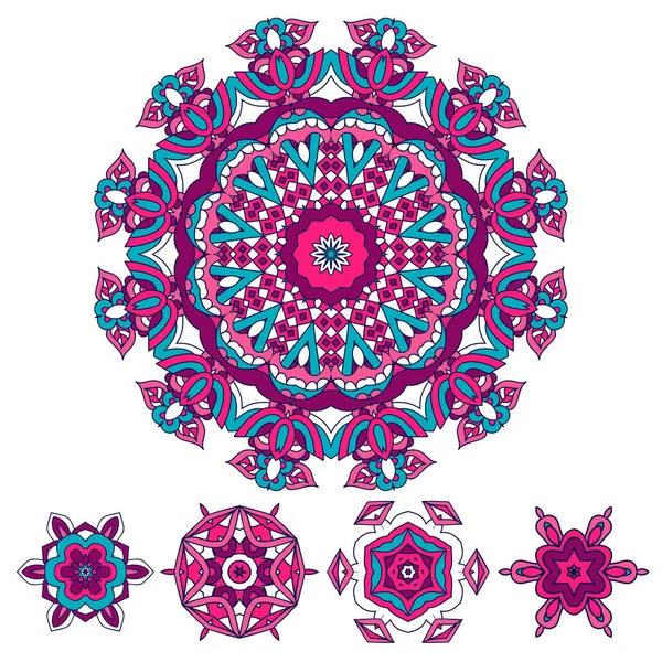 Mandala étnico redondo colorido, ilustración del vector sobre fondo blanco . — Archivo Imágenes Vectoriales
