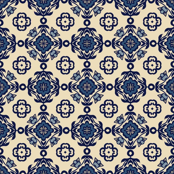 Azulejos decorativos ornamentados tradicionales. Patrón vintage. Fondo abstracto — Vector de stock