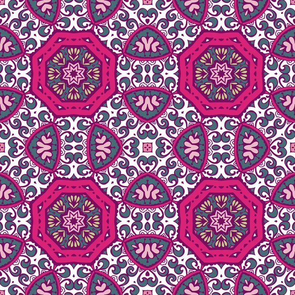 Modèle vectoriel floral géométrique sans couture vintage médaillon mandala motif ornemental — Image vectorielle
