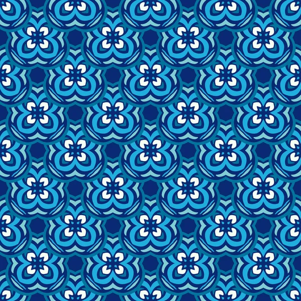 Fleur bleu carreaux sans soudure vecteur design surface fond — Image vectorielle