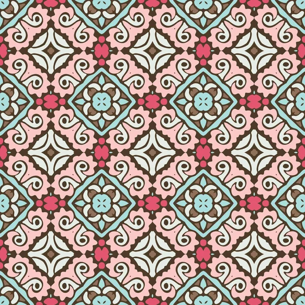Naadloze ceramiektegel ontwerp patroon achtergrond. het ontwerpvlak mandala bloem — Stockvector