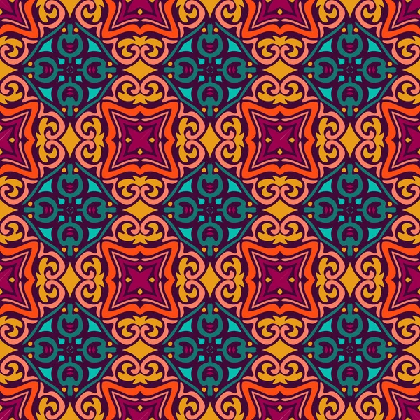 Abstruse orientalische nahtlose Keramikfliesen Muster Hintergrund. Blume Mandala Design Oberfläche — Stockvektor