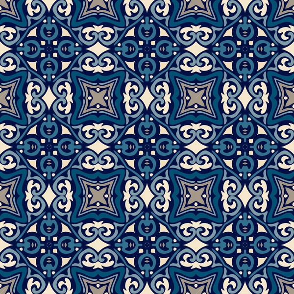 Blå orientaliska damast blomstra sömlös vektor design — Stock vektor