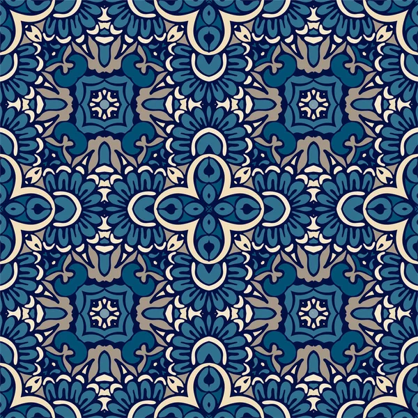 Patrón ornamental sin costura de damasco abstracto para tela y azulejos — Vector de stock