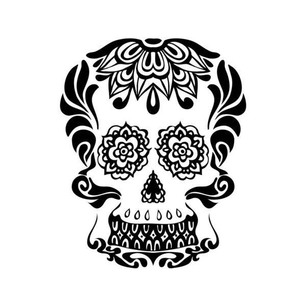 Vector Illustration Black Skull Pattern — Stock Vector