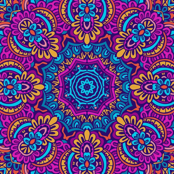 Modèle de médaillon de paisley floral indien avec mandala dans le style doodle dessiné à la main — Image vectorielle