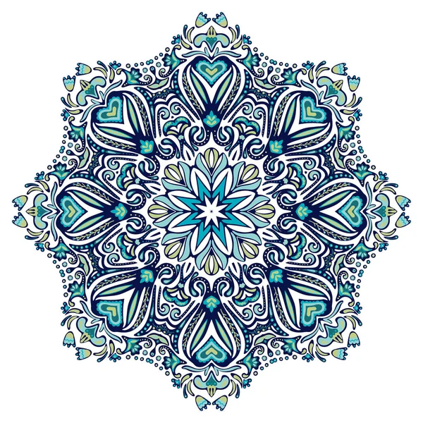 Lindo mandala floral redondo ornamental estilo de arte popular — Archivo Imágenes Vectoriales