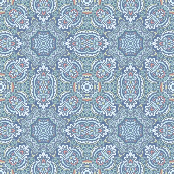 Senza cuciture astratto geometrico piastrelle floreale arte popolare disegno della superficie del modello — Vettoriale Stock