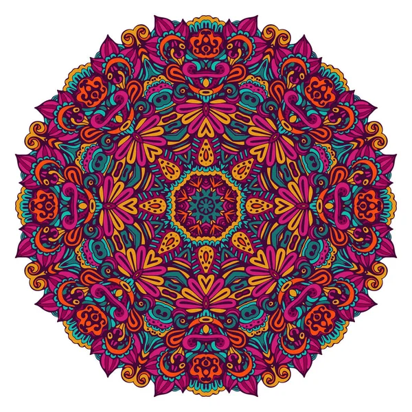 Mandala redondo colorido sobre fondo blanco aislado . — Archivo Imágenes Vectoriales