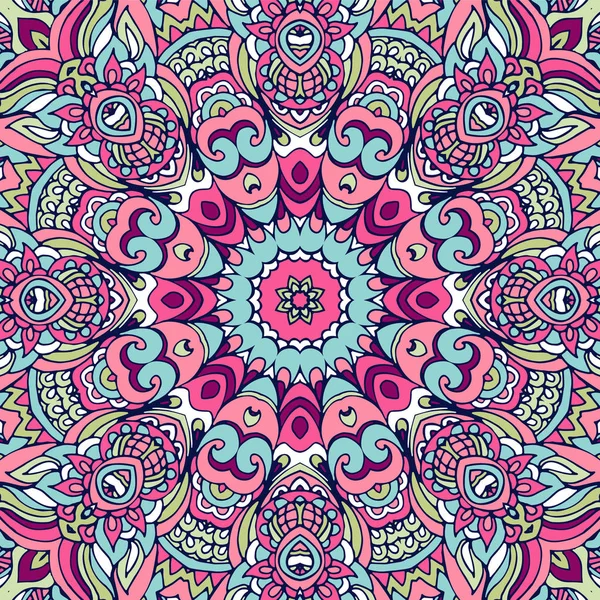 Tribal colorido étnico festivo abstrato floral vetor padrão único — Vetor de Stock