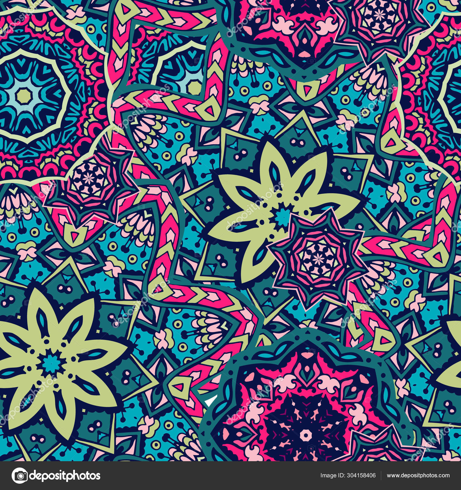 花の動機とシームレスな民族パターン 布と紙の曼荼羅様式化された印刷テンプレート 無料のストックベクター C Astya